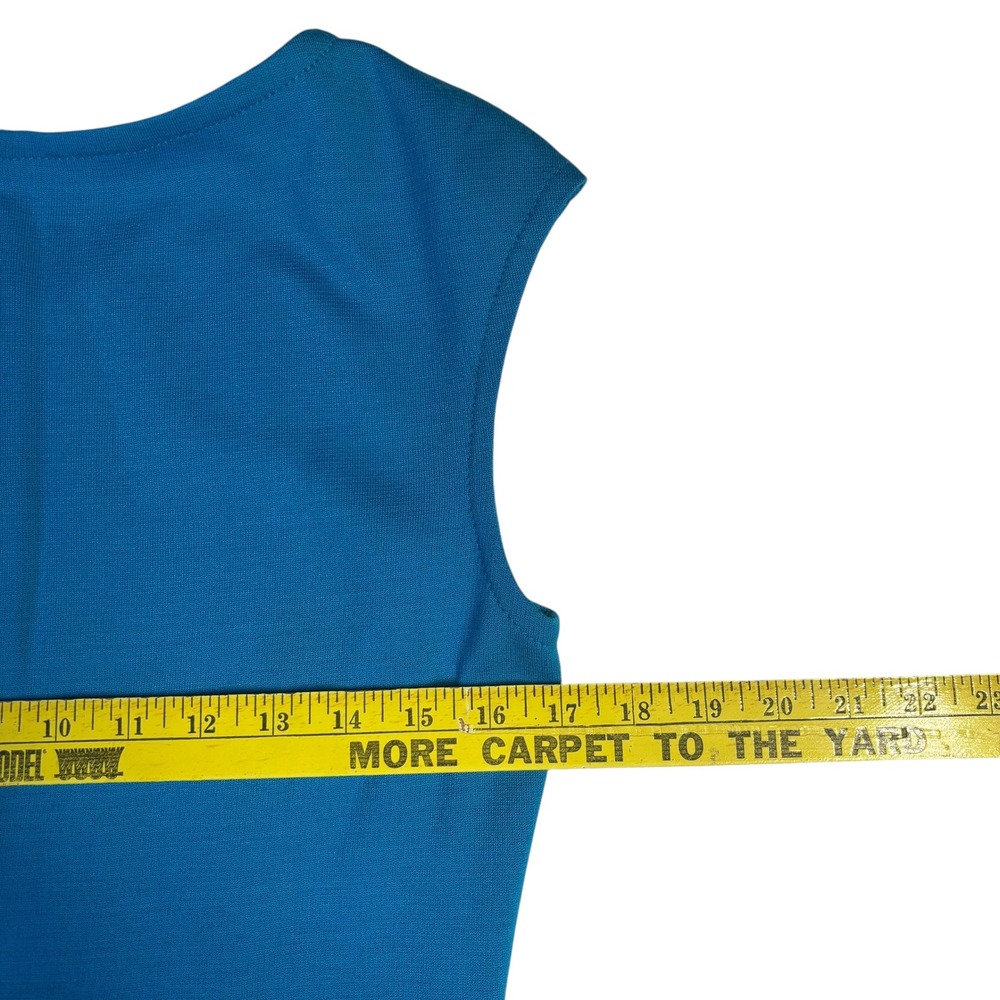 St. John Turquoise Blue Asymmetrical Knit Sheath Dress Size 6 Ruched Wrap Front - Picture 11 of 14
